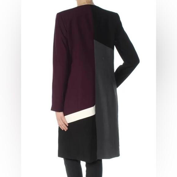 NWT $159 Calvin Klein Longline Color Block Topper Open Jacket Size 2 - Picture 2 of 12